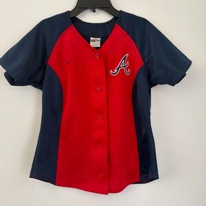 Nike Atlanta Braves Jersey Red Blank Back Small(4-6) A995